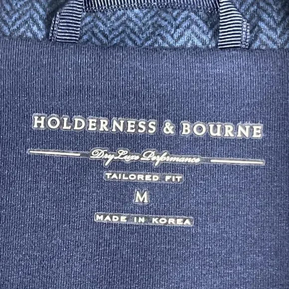 Holderness & Bourne Perry Vest Mens Medium Blue Herringbone Insulated Logo Golf